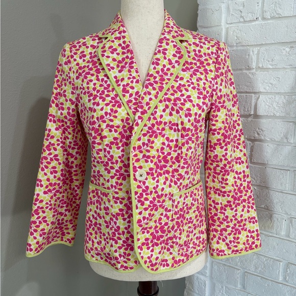 J. Crew Jackets & Blazers - J. Crew Pink and Yellow Printed Blazer